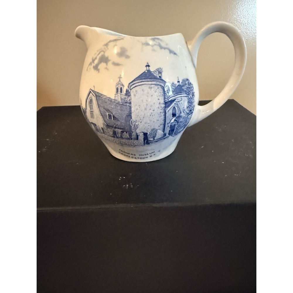 Alfred Meakin Blue White Ceramic Pitcher Staffordshire Farmers Museum